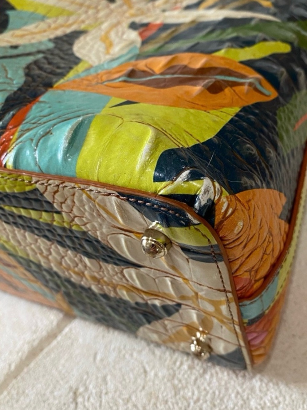 EXOTIC!!🌴BRAHMIN RETRO JUNGLE MELBOURNE (Large) ELAINE SATCHEL (($365 MSRP)) - Picture 7 of 10